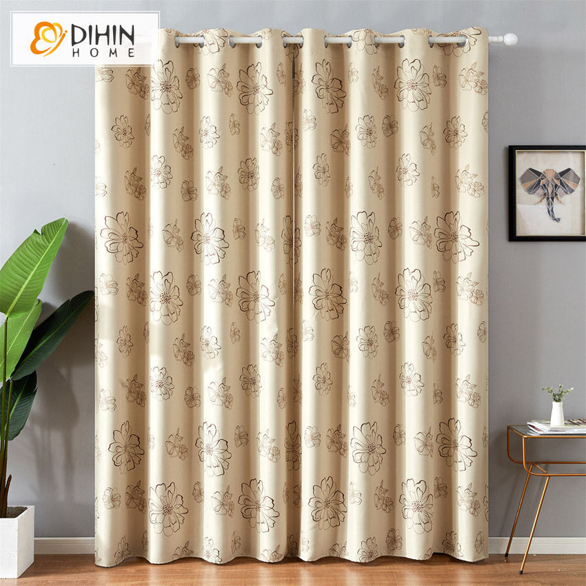 DIHIN HOME Pastoral Printed Flowers,Blackout Grommet Window Curtain for Living Room,1 Panel Roman Shades Curtains Window Blinds custom curtains blackout curtains curtains for living room sheer curtains curtain fabric linen curtains kitchen curtains velvet curtains pinch pleat curtains bay window curtains outdoor curtains pleated curtains floral curtains dining room curtains kitchen valances drapes for bedroom patio curtains nursery curtains grommet curtains