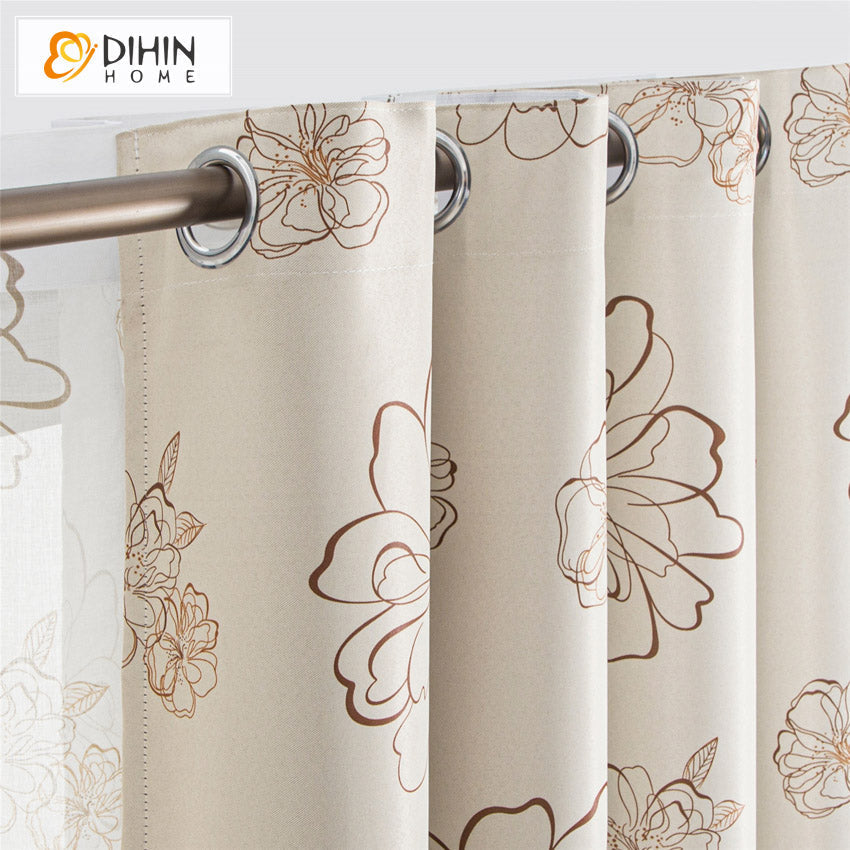 DIHIN HOME Pastoral Printed Flowers,Blackout Grommet Window Curtain for Living Room,1 Panel Roman Shades Curtains Window Blinds custom curtains blackout curtains curtains for living room sheer curtains curtain fabric linen curtains kitchen curtains velvet curtains pinch pleat curtains bay window curtains outdoor curtains pleated curtains floral curtains dining room curtains kitchen valances drapes for bedroom patio curtains nursery curtains grommet curtains