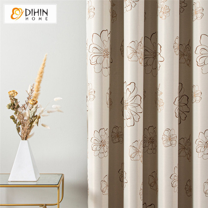 DIHIN HOME Pastoral Printed Flowers,Blackout Grommet Window Curtain for Living Room,1 Panel Roman Shades Curtains Window Blinds custom curtains blackout curtains curtains for living room sheer curtains curtain fabric linen curtains kitchen curtains velvet curtains pinch pleat curtains bay window curtains outdoor curtains pleated curtains floral curtains dining room curtains kitchen valances drapes for bedroom patio curtains nursery curtains grommet curtains