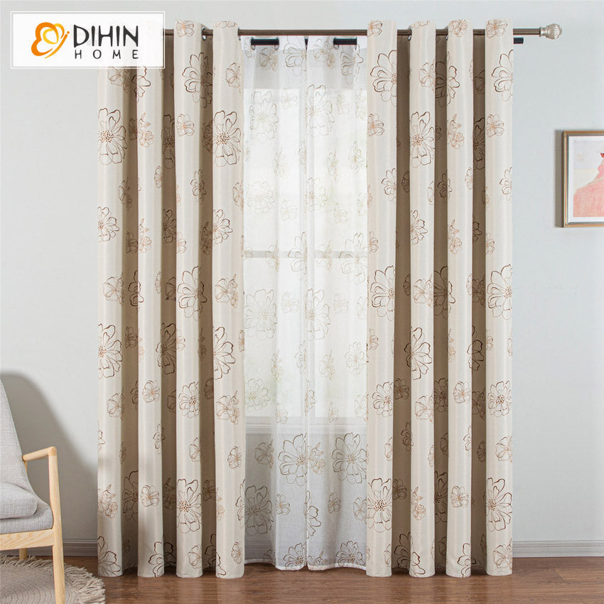 DIHIN HOME Pastoral Printed Flowers,Blackout Grommet Window Curtain for Living Room,1 Panel Roman Shades Curtains Window Blinds custom curtains blackout curtains curtains for living room sheer curtains curtain fabric linen curtains kitchen curtains velvet curtains pinch pleat curtains bay window curtains outdoor curtains pleated curtains floral curtains dining room curtains kitchen valances drapes for bedroom patio curtains nursery curtains grommet curtains