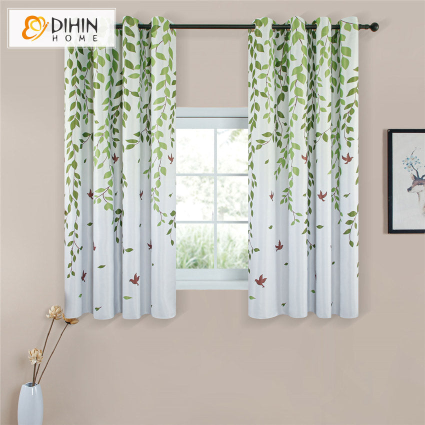DIHIN HOME Pastoral Printed Green Branches,Blackout Grommet Window Curtain for Living Room,1 Panel Roman Shades Curtains Window Blinds custom curtains blackout curtains curtains for living room sheer curtains curtain fabric linen curtains kitchen curtains velvet curtains pinch pleat curtains bay window curtains outdoor curtains pleated curtains floral curtains dining room curtains kitchen valances drapes for bedroom patio curtains nursery curtains grommet curtains