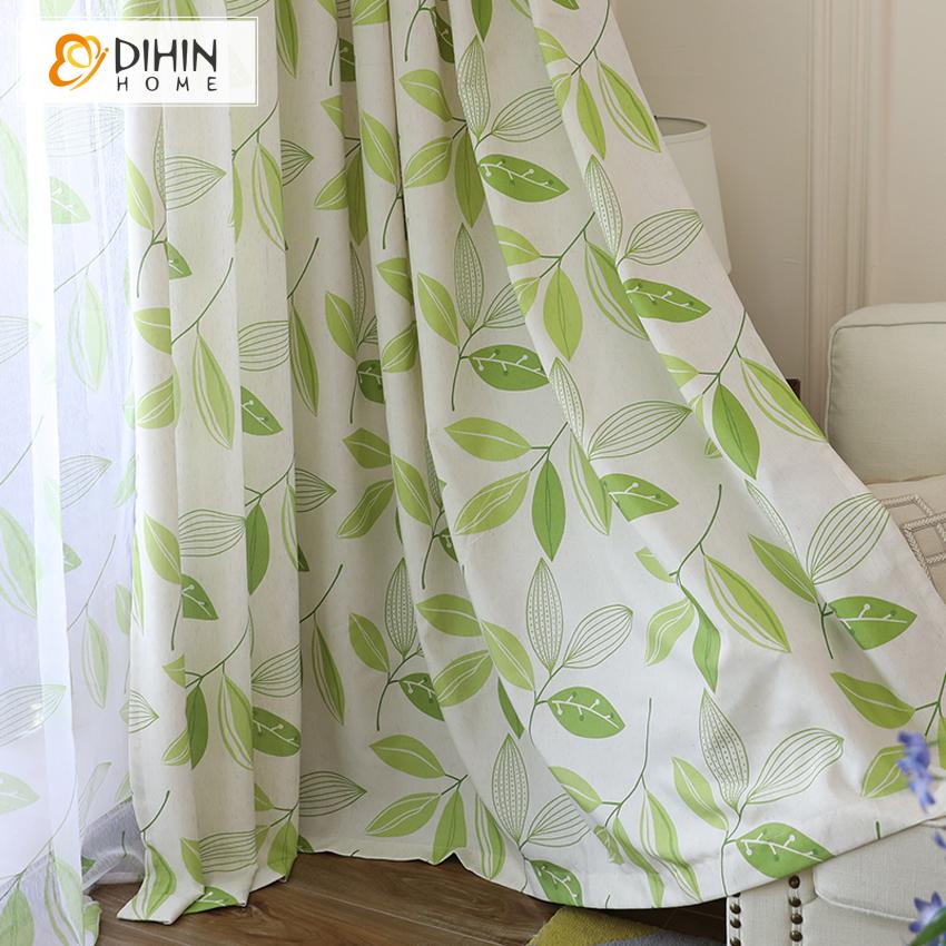 DIHIN HOME Pastoral Printed Green Leaves,Blackout Curtains Grommet Window Curtain for Living Room ,52x63-inch,1 Panel Roman Shades Curtains Window Blinds custom curtains blackout curtains curtains for living room sheer curtains curtain fabric linen curtains kitchen curtains velvet curtains pinch pleat curtains bay window curtains outdoor curtains pleated curtains floral curtains dining room curtains kitchen valances drapes for bedroom patio curtains nursery curtains grommet curtains