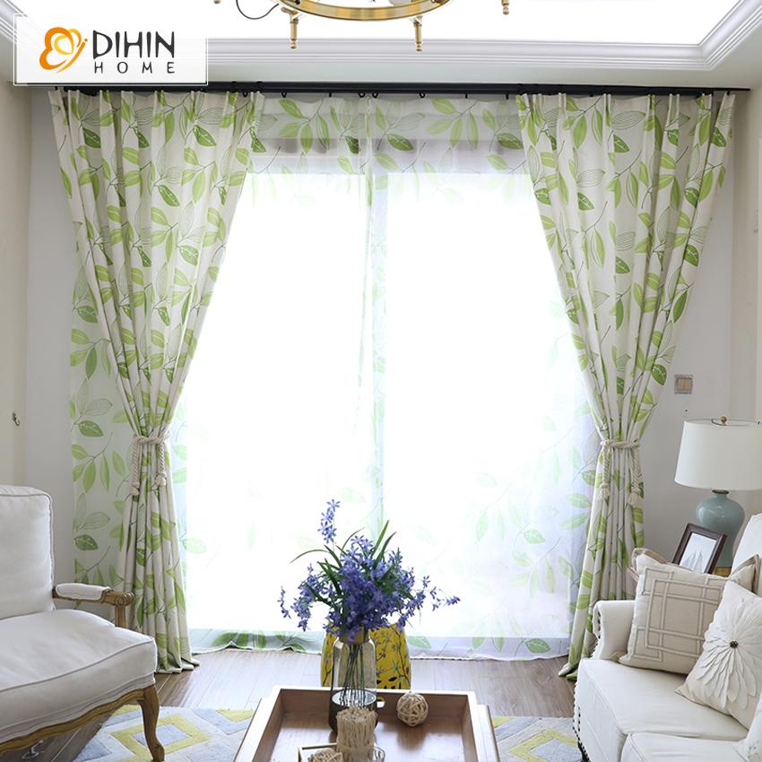 DIHIN HOME Pastoral Printed Green Leaves,Blackout Curtains Grommet Window Curtain for Living Room ,52x63-inch,1 Panel Roman Shades Curtains Window Blinds custom curtains blackout curtains curtains for living room sheer curtains curtain fabric linen curtains kitchen curtains velvet curtains pinch pleat curtains bay window curtains outdoor curtains pleated curtains floral curtains dining room curtains kitchen valances drapes for bedroom patio curtains nursery curtains grommet curtains