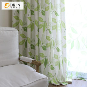 DIHIN HOME Pastoral Printed Green Leaves,Blackout Curtains Grommet Window Curtain for Living Room ,52x63-inch,1 Panel Roman Shades Curtains Window Blinds custom curtains blackout curtains curtains for living room sheer curtains curtain fabric linen curtains kitchen curtains velvet curtains pinch pleat curtains bay window curtains outdoor curtains pleated curtains floral curtains dining room curtains kitchen valances drapes for bedroom patio curtains nursery curtains grommet curtains