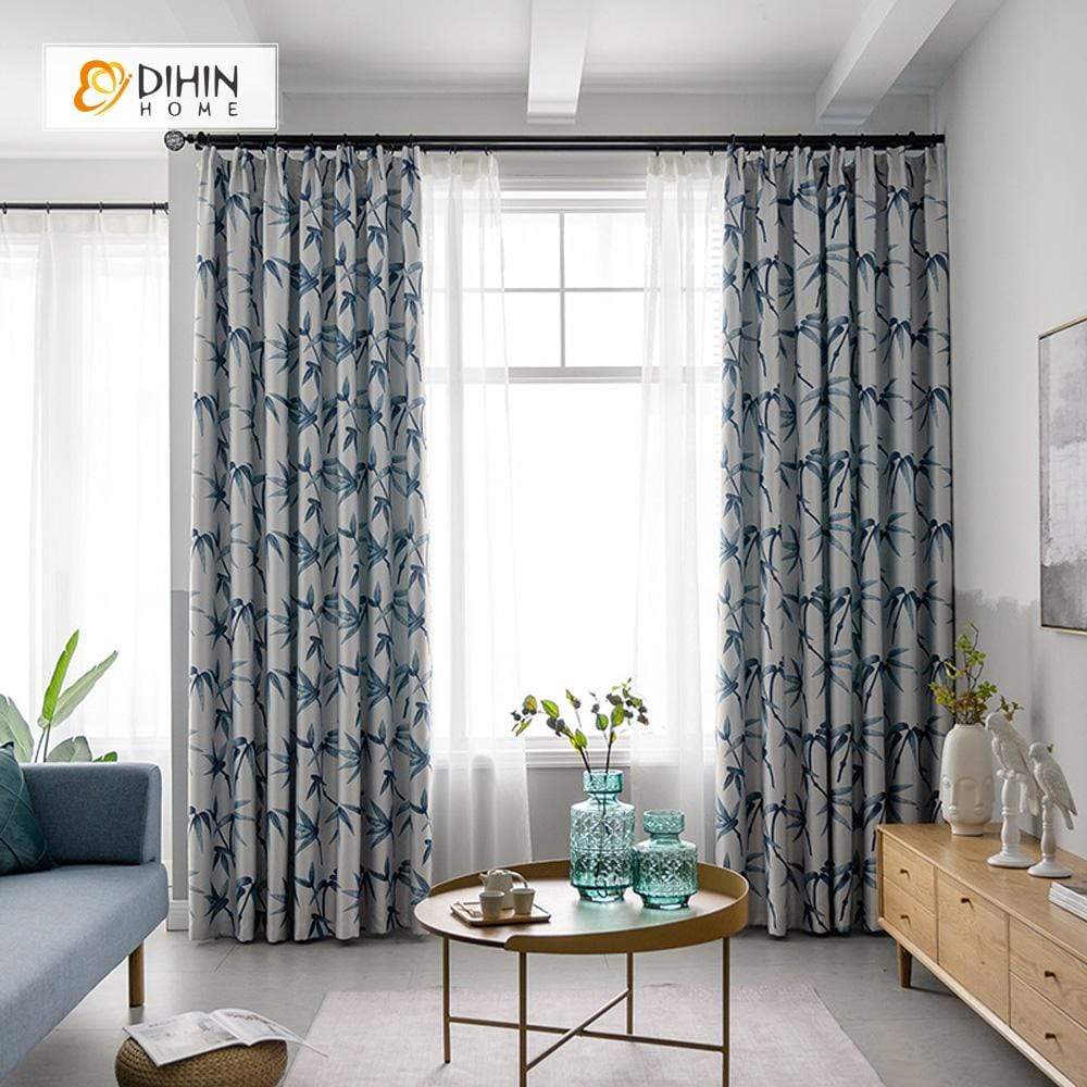 DIHIN HOME Pastoral Printed Leaves Curtains，Blackout Grommet Window Curtain for Living Room ,52x63-inch,1 Panel Roman Shades Curtains Window Blinds custom curtains blackout curtains curtains for living room sheer curtains curtain fabric linen curtains kitchen curtains velvet curtains pinch pleat curtains bay window curtains outdoor curtains pleated curtains floral curtains dining room curtains kitchen valances drapes for bedroom patio curtains nursery curtains grommet curtains