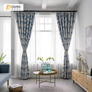 DIHIN HOME Pastoral Printed Leaves Curtains，Blackout Grommet Window Curtain for Living Room ,52x63-inch,1 Panel Roman Shades Curtains Window Blinds custom curtains blackout curtains curtains for living room sheer curtains curtain fabric linen curtains kitchen curtains velvet curtains pinch pleat curtains bay window curtains outdoor curtains pleated curtains floral curtains dining room curtains kitchen valances drapes for bedroom patio curtains nursery curtains grommet curtains