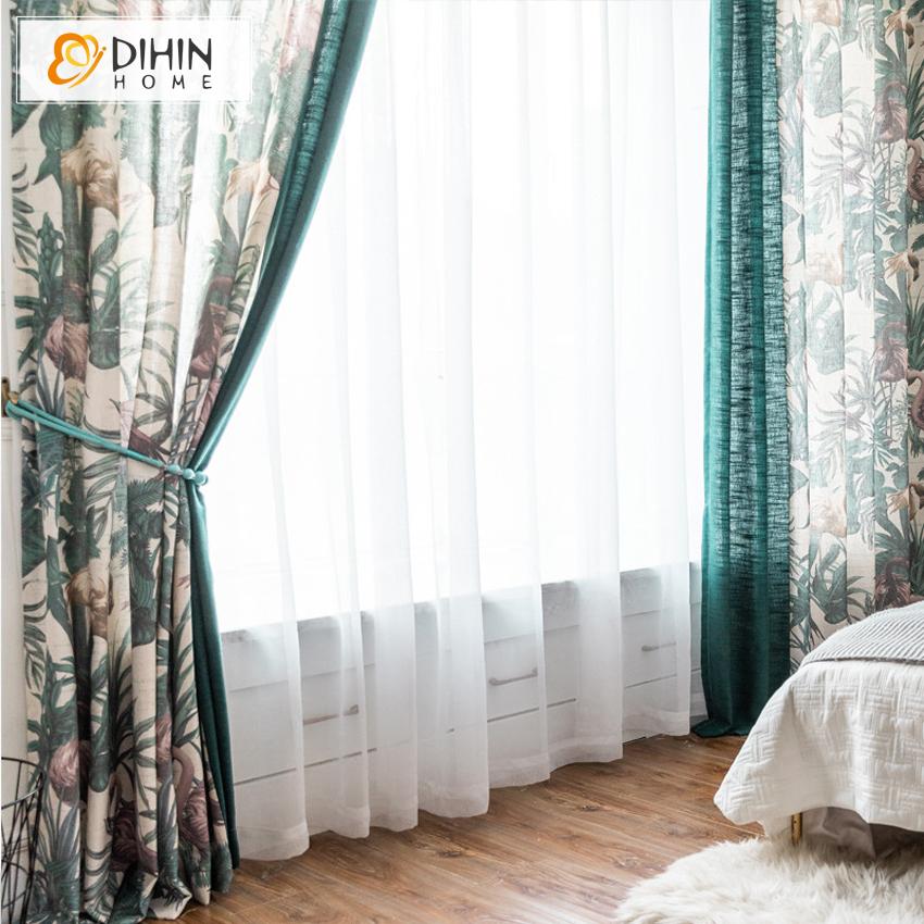 DIHIN HOME Pastoral Printed Spliced Curtains，Blackout Grommet Window Curtain for Living Room ,52x63-inch,1 Panel Roman Shades Curtains Window Blinds custom curtains blackout curtains curtains for living room sheer curtains curtain fabric linen curtains kitchen curtains velvet curtains pinch pleat curtains bay window curtains outdoor curtains pleated curtains floral curtains dining room curtains kitchen valances drapes for bedroom patio curtains nursery curtains grommet curtains