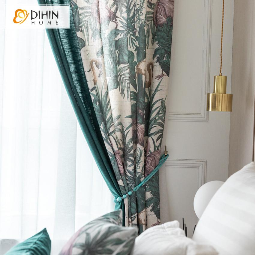 DIHIN HOME Pastoral Printed Spliced Curtains，Blackout Grommet Window Curtain for Living Room ,52x63-inch,1 Panel Roman Shades Curtains Window Blinds custom curtains blackout curtains curtains for living room sheer curtains curtain fabric linen curtains kitchen curtains velvet curtains pinch pleat curtains bay window curtains outdoor curtains pleated curtains floral curtains dining room curtains kitchen valances drapes for bedroom patio curtains nursery curtains grommet curtains