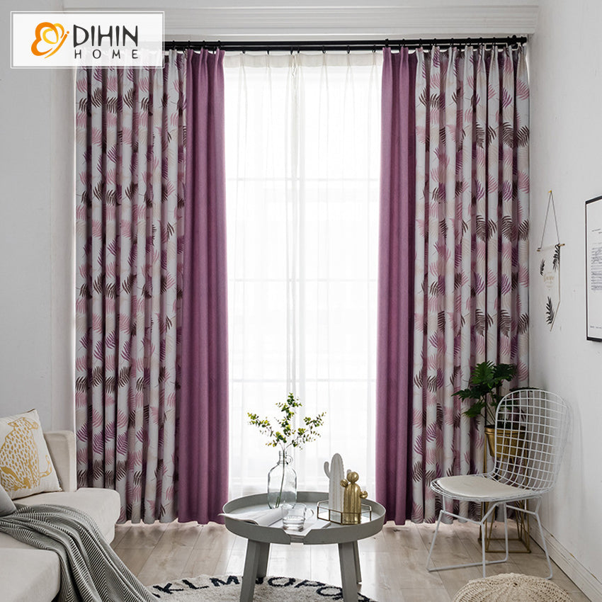 DIHIN HOME Pastoral Purple Fabric Leaves Printed,Blackout Grommet Window Curtain for Living Room ,52x63-inch,1 Panel Roman Shades Curtains Window Blinds custom curtains blackout curtains curtains for living room sheer curtains curtain fabric linen curtains kitchen curtains velvet curtains pinch pleat curtains bay window curtains outdoor curtains pleated curtains floral curtains dining room curtains kitchen valances drapes for bedroom patio curtains nursery curtains grommet curtains