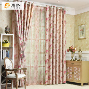 DIHIN HOME Pastoral Red Flowers Printed,Blackout Grommet Window Curtain for Living Room ,52x63-inch,1 Panel Roman Shades Curtains Window Blinds custom curtains blackout curtains curtains for living room sheer curtains curtain fabric linen curtains kitchen curtains velvet curtains pinch pleat curtains bay window curtains outdoor curtains pleated curtains floral curtains dining room curtains kitchen valances drapes for bedroom patio curtains nursery curtains grommet curtains
