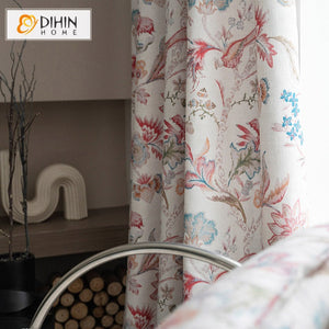 DIHIN HOME Pastoral Red Flowers Printed,Blackout Grommet Window Curtain for Living Room ,52x63-inch,1 Panel Roman Shades Curtains Window Blinds custom curtains blackout curtains curtains for living room sheer curtains curtain fabric linen curtains kitchen curtains velvet curtains pinch pleat curtains bay window curtains outdoor curtains pleated curtains floral curtains dining room curtains kitchen valances drapes for bedroom patio curtains nursery curtains grommet curtains