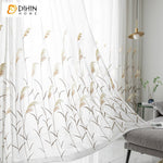 DIHIN HOME Pastoral Reed Emboridered Sheer Curtain, Grommet Window Curtain for Living Room ,52x63-inch,1 Panelriped Roman Shades Curtains Window Blinds custom curtains blackout curtains curtains for living room sheer curtains curtain fabric linen curtains kitchen curtains velvet curtains pinch pleat curtains bay window curtains outdoor curtains pleated curtains floral curtains dining room curtains kitchen valances drapes for bedroom patio curtains nursery curtains grommet curtains