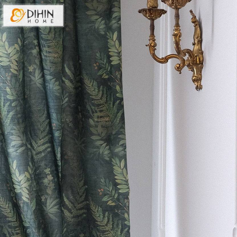 DIHIN HOME Pastoral Retro Dark Green Leaves Printed,Blackout Grommet Window Curtain for Living Room ,52x63-inch,1 Panel Roman Shades Curtains Window Blinds custom curtains blackout curtains curtains for living room sheer curtains curtain fabric linen curtains kitchen curtains velvet curtains pinch pleat curtains bay window curtains outdoor curtains pleated curtains floral curtains dining room curtains kitchen valances drapes for bedroom patio curtains nursery curtains grommet curtains