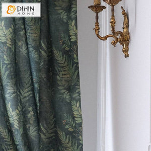 DIHIN HOME Pastoral Retro Dark Green Leaves Printed,Blackout Grommet Window Curtain for Living Room ,52x63-inch,1 Panel Roman Shades Curtains Window Blinds custom curtains blackout curtains curtains for living room sheer curtains curtain fabric linen curtains kitchen curtains velvet curtains pinch pleat curtains bay window curtains outdoor curtains pleated curtains floral curtains dining room curtains kitchen valances drapes for bedroom patio curtains nursery curtains grommet curtains