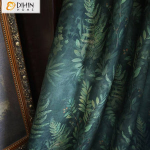 DIHIN HOME Pastoral Retro Dark Green Leaves Printed,Blackout Grommet Window Curtain for Living Room ,52x63-inch,1 Panel Roman Shades Curtains Window Blinds custom curtains blackout curtains curtains for living room sheer curtains curtain fabric linen curtains kitchen curtains velvet curtains pinch pleat curtains bay window curtains outdoor curtains pleated curtains floral curtains dining room curtains kitchen valances drapes for bedroom patio curtains nursery curtains grommet curtains