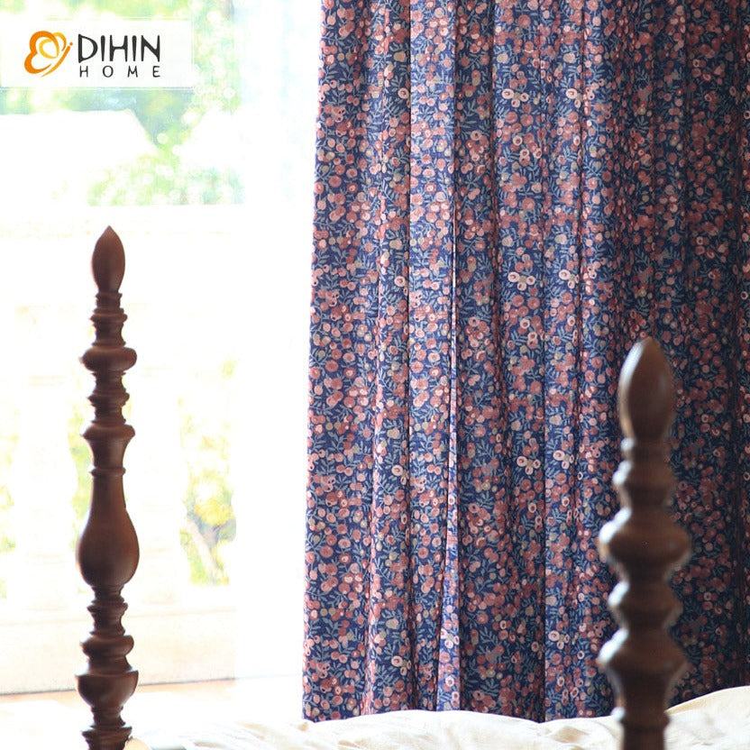 DIHIN HOME Pastoral Retro Printed,Blackout Grommet Window Curtain for Living Room ,52x63-inch,1 Panel Roman Shades Window Curtains Curtains Window Blinds Curtains Drapes linen drapery curtains and drapes windows drapes custom curtains blackout curtains curtains for living room window shades sheer curtains curtain fabric window treatments custom drapery