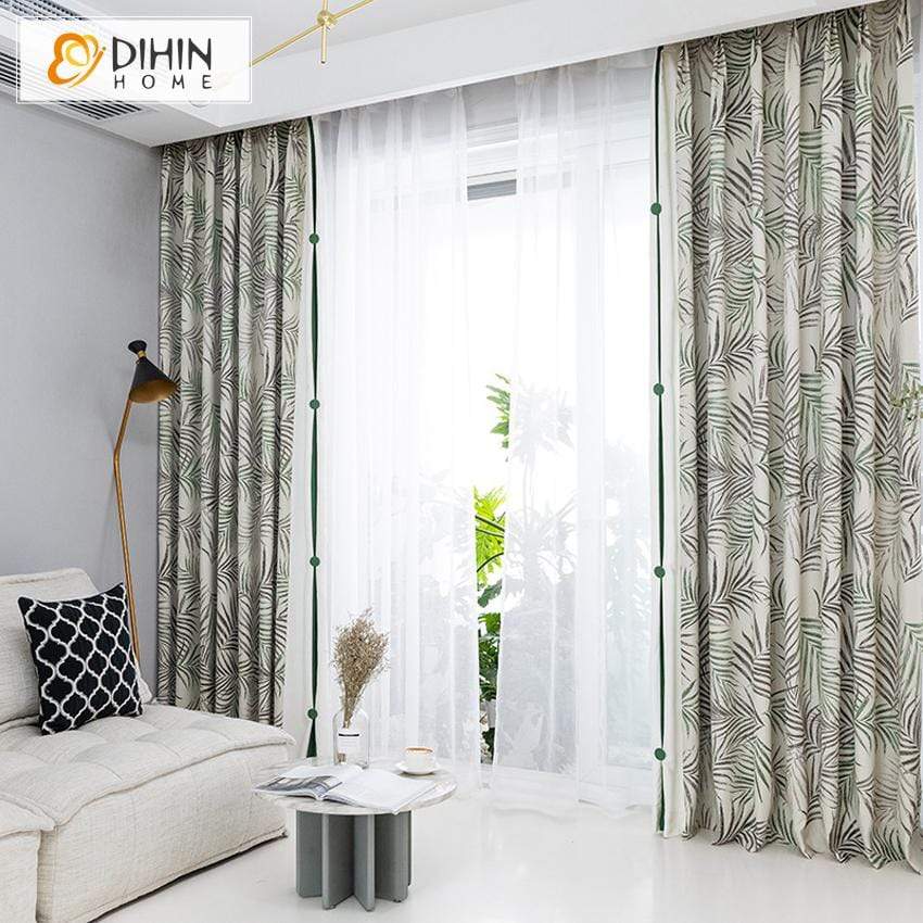 DIHIN HOME Pastoral Simple Branch Printed Curtain ,Cotton Linen ,Blackout Grommet Window Curtain for Living Room ,52x63-inch,1 Panel Roman Shades Curtains Window Blinds custom curtains blackout curtains curtains for living room sheer curtains curtain fabric linen curtains kitchen curtains velvet curtains pinch pleat curtains bay window curtains outdoor curtains pleated curtains floral curtains dining room curtains kitchen valances drapes for bedroom patio curtains nursery curtains grommet curtains