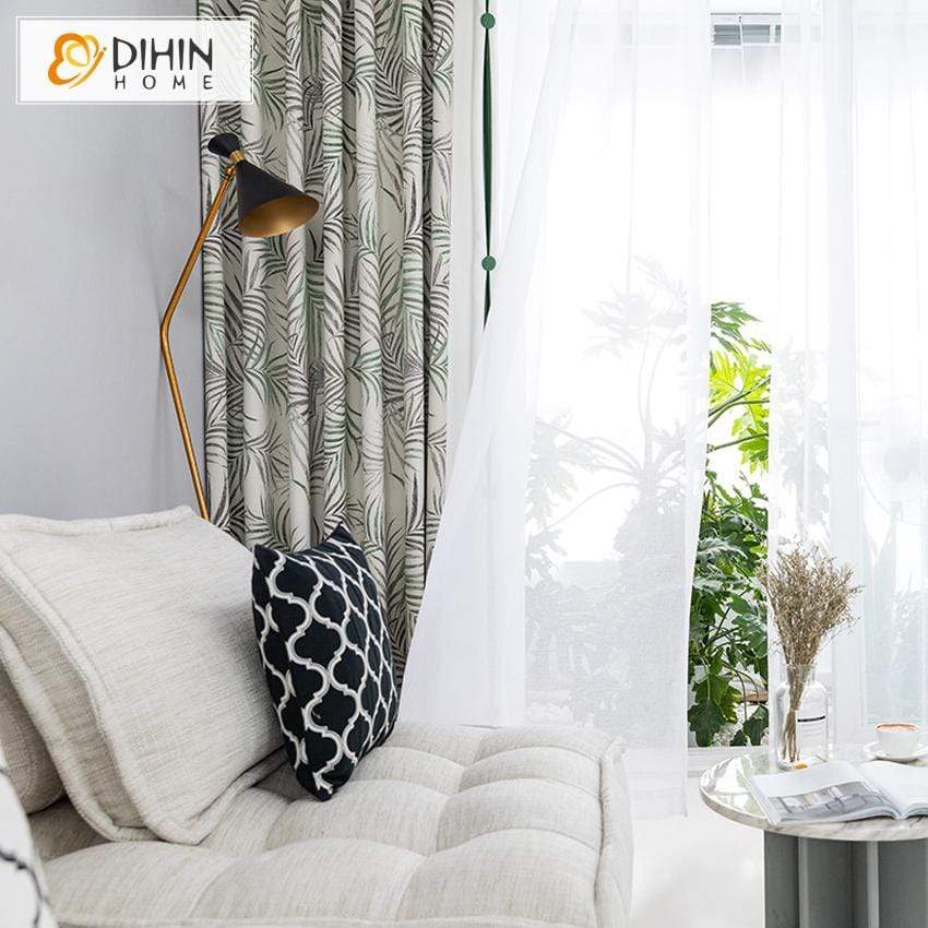 DIHIN HOME Pastoral Simple Branch Printed Curtain ,Cotton Linen ,Blackout Grommet Window Curtain for Living Room ,52x63-inch,1 Panel Roman Shades Curtains Window Blinds custom curtains blackout curtains curtains for living room sheer curtains curtain fabric linen curtains kitchen curtains velvet curtains pinch pleat curtains bay window curtains outdoor curtains pleated curtains floral curtains dining room curtains kitchen valances drapes for bedroom patio curtains nursery curtains grommet curtains