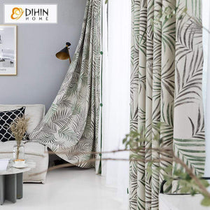 DIHIN HOME Pastoral Simple Branch Printed Curtain ,Cotton Linen ,Blackout Grommet Window Curtain for Living Room ,52x63-inch,1 Panel Roman Shades Curtains Window Blinds custom curtains blackout curtains curtains for living room sheer curtains curtain fabric linen curtains kitchen curtains velvet curtains pinch pleat curtains bay window curtains outdoor curtains pleated curtains floral curtains dining room curtains kitchen valances drapes for bedroom patio curtains nursery curtains grommet curtains