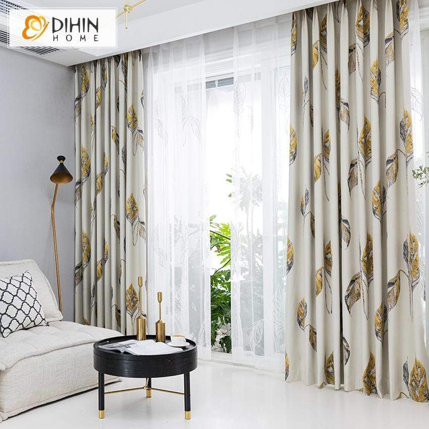 DIHIN HOME Pastoral Simple Leaves Printed Curtain ,Cotton Linen ,Blackout Grommet Window Curtain for Living Room ,52x63-inch,1 Panel Roman Shades Curtains Window Blinds custom curtains blackout curtains curtains for living room sheer curtains curtain fabric linen curtains kitchen curtains velvet curtains pinch pleat curtains bay window curtains outdoor curtains pleated curtains floral curtains dining room curtains kitchen valances drapes for bedroom patio curtains nursery curtains grommet curtains