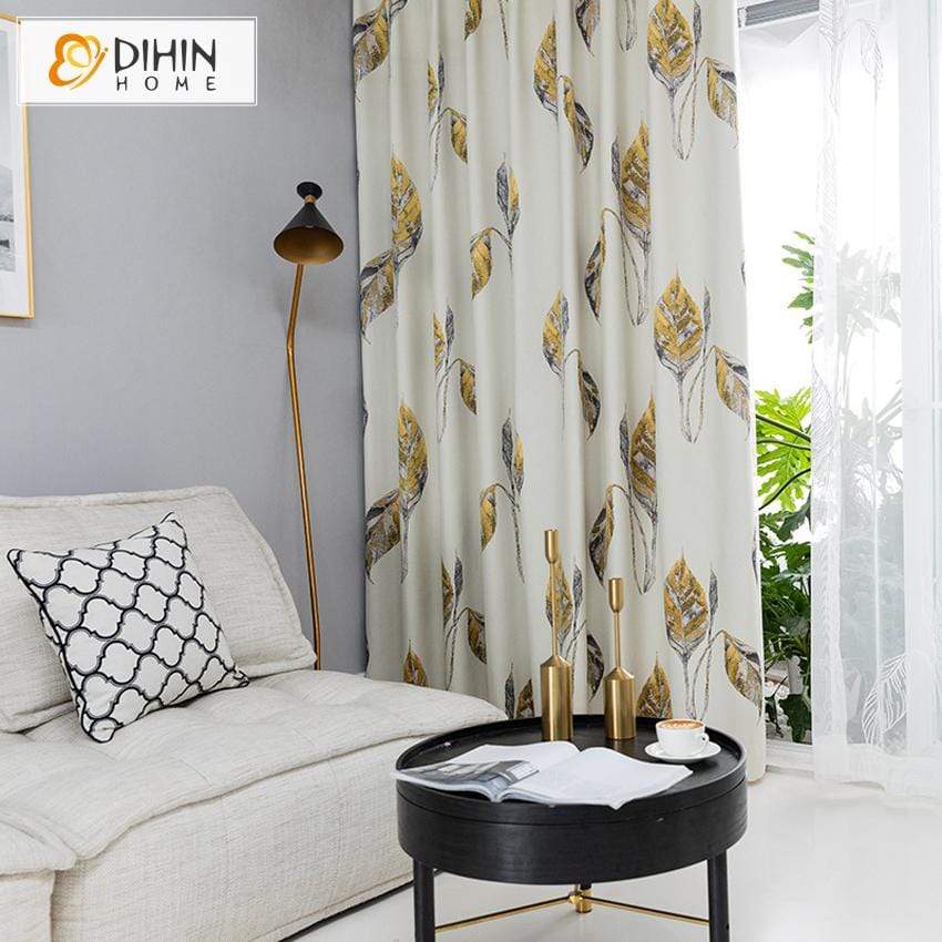 DIHIN HOME Pastoral Simple Leaves Printed Curtain ,Cotton Linen ,Blackout Grommet Window Curtain for Living Room ,52x63-inch,1 Panel Roman Shades Curtains Window Blinds custom curtains blackout curtains curtains for living room sheer curtains curtain fabric linen curtains kitchen curtains velvet curtains pinch pleat curtains bay window curtains outdoor curtains pleated curtains floral curtains dining room curtains kitchen valances drapes for bedroom patio curtains nursery curtains grommet curtains