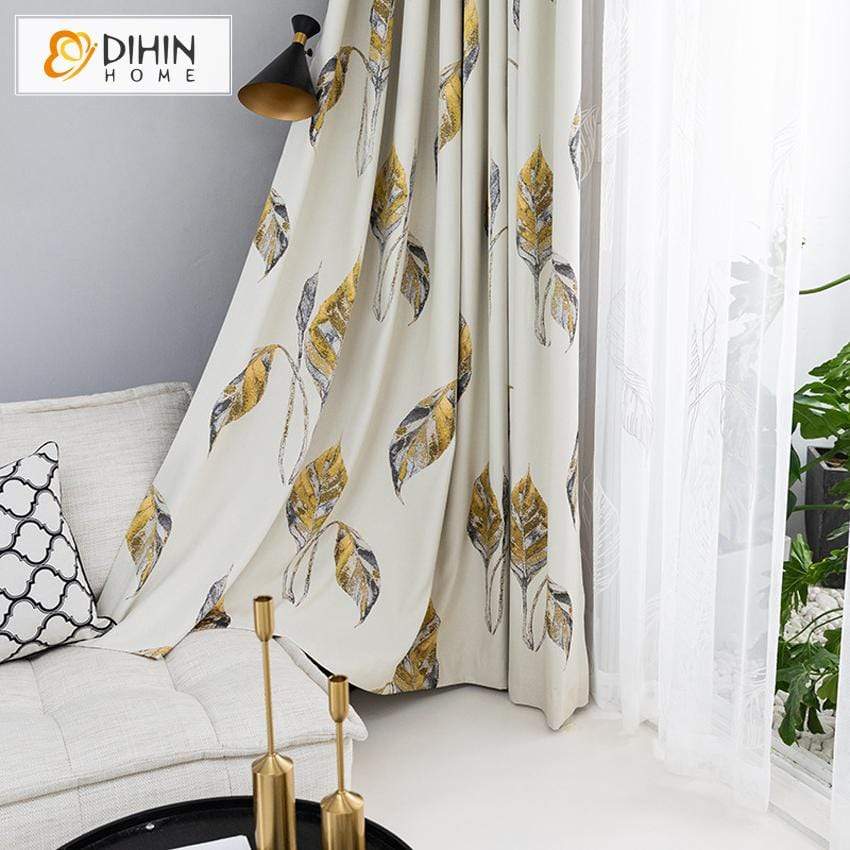 DIHIN HOME Pastoral Simple Leaves Printed Curtain ,Cotton Linen ,Blackout Grommet Window Curtain for Living Room ,52x63-inch,1 Panel Roman Shades Curtains Window Blinds custom curtains blackout curtains curtains for living room sheer curtains curtain fabric linen curtains kitchen curtains velvet curtains pinch pleat curtains bay window curtains outdoor curtains pleated curtains floral curtains dining room curtains kitchen valances drapes for bedroom patio curtains nursery curtains grommet curtains