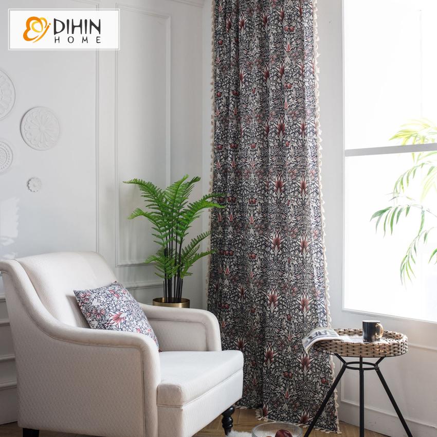 DIHIN HOME Pastoral Speical Flowers Curtains With Lace ,Blackout Grommet Window Curtain for Living Room ,52x63-inch,1 Panel Roman Shades Curtains Window Blinds custom curtains blackout curtains curtains for living room sheer curtains curtain fabric linen curtains kitchen curtains velvet curtains pinch pleat curtains bay window curtains outdoor curtains pleated curtains floral curtains dining room curtains kitchen valances drapes for bedroom patio curtains nursery curtains grommet curtains