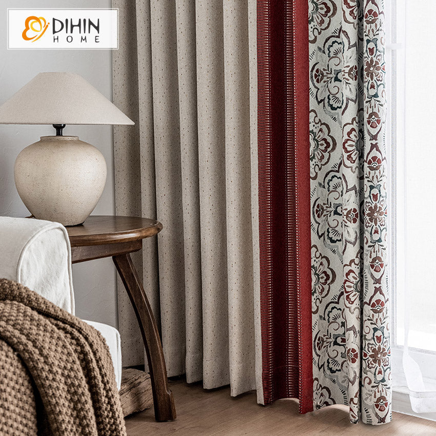 DIHIN HOME Pastoral Thickening Jacquard,Blackout Grommet Window Curtain for Living Room ,52x63-inch,1 Panel Roman Shades Curtains Window Blinds custom curtains blackout curtains curtains for living room sheer curtains curtain fabric linen curtains kitchen curtains velvet curtains pinch pleat curtains bay window curtains outdoor curtains pleated curtains floral curtains dining room curtains kitchen valances drapes for bedroom patio curtains nursery curtains grommet curtains