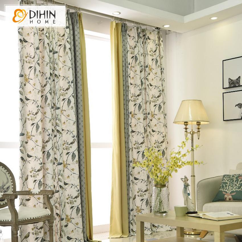 DIHIN HOME Pastoral Tree and Bird Printed,Blackout Grommet Window Curtain for Living Room ,52x63-inch,1 Panel Roman Shades Curtains Window Blinds custom curtains blackout curtains curtains for living room sheer curtains curtain fabric linen curtains kitchen curtains velvet curtains pinch pleat curtains bay window curtains outdoor curtains pleated curtains floral curtains dining room curtains kitchen valances drapes for bedroom patio curtains nursery curtains grommet curtains