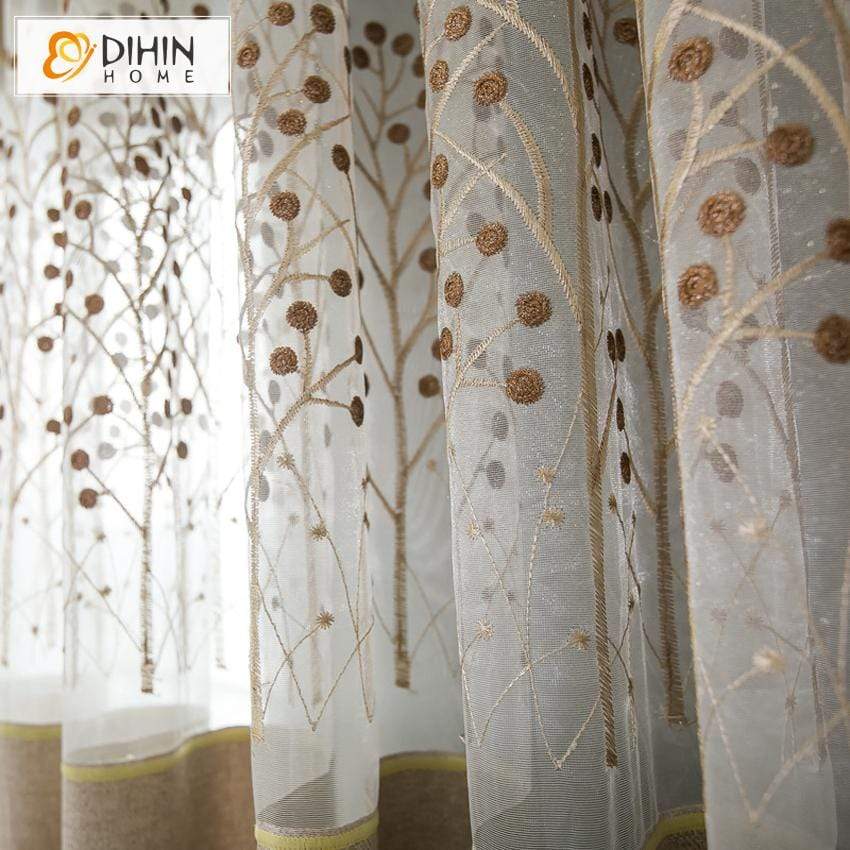 DIHIN HOME Pastoral Tree Embroidered Curtains,Blackout Grommet Window Curtain for Living Room ,52x63-inch,1 Panel Roman Shades Curtains Window Blinds custom curtains blackout curtains curtains for living room sheer curtains curtain fabric linen curtains kitchen curtains velvet curtains pinch pleat curtains bay window curtains outdoor curtains pleated curtains floral curtains dining room curtains kitchen valances drapes for bedroom patio curtains nursery curtains grommet curtains