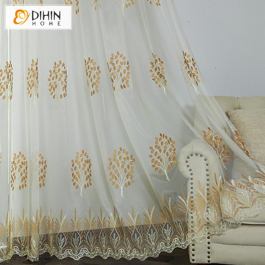DIHIN HOME Pastoral Tree Embroidery Window Screening ,Sheer Curtain, Grommet Window Curtain for Living Room ,52x63-inch,1 Panel Roman Shades Curtains Window Blinds custom curtains blackout curtains curtains for living room sheer curtains curtain fabric linen curtains kitchen curtains velvet curtains pinch pleat curtains bay window curtains outdoor curtains pleated curtains floral curtains dining room curtains kitchen valances drapes for bedroom patio curtains nursery curtains grommet curtains