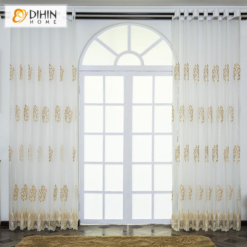 DIHIN HOME Pastoral Tree Embroidery Window Screening ,Sheer Curtain, Grommet Window Curtain for Living Room ,52x63-inch,1 Panel Roman Shades Curtains Window Blinds custom curtains blackout curtains curtains for living room sheer curtains curtain fabric linen curtains kitchen curtains velvet curtains pinch pleat curtains bay window curtains outdoor curtains pleated curtains floral curtains dining room curtains kitchen valances drapes for bedroom patio curtains nursery curtains grommet curtains