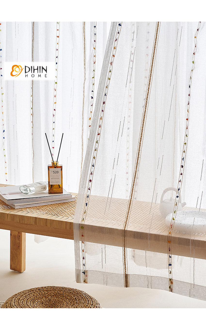 DIHIN HOME Pastoral Trees Embroidered Sheer Curtain, Grommet Window Curtain for Living Room ,52x63-inch,1 Panel Roman Shades Curtains Window Blinds custom curtains blackout curtains curtains for living room sheer curtains curtain fabric linen curtains kitchen curtains velvet curtains pinch pleat curtains bay window curtains outdoor curtains pleated curtains floral curtains dining room curtains kitchen valances drapes for bedroom patio curtains nursery curtains grommet curtains