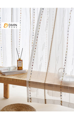 DIHIN HOME Pastoral Trees Embroidered Sheer Curtain, Grommet Window Curtain for Living Room ,52x63-inch,1 Panel Roman Shades Curtains Window Blinds custom curtains blackout curtains curtains for living room sheer curtains curtain fabric linen curtains kitchen curtains velvet curtains pinch pleat curtains bay window curtains outdoor curtains pleated curtains floral curtains dining room curtains kitchen valances drapes for bedroom patio curtains nursery curtains grommet curtains