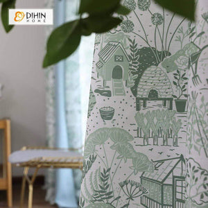 DIHIN HOME Pastoral Village Spliced Curtains，Blackout Grommet Window Curtain for Living Room ,52x63-inch,1 Panel Roman Shades Curtains Window Blinds custom curtains blackout curtains curtains for living room sheer curtains curtain fabric linen curtains kitchen curtains velvet curtains pinch pleat curtains bay window curtains outdoor curtains pleated curtains floral curtains dining room curtains kitchen valances drapes for bedroom patio curtains nursery curtains grommet curtains