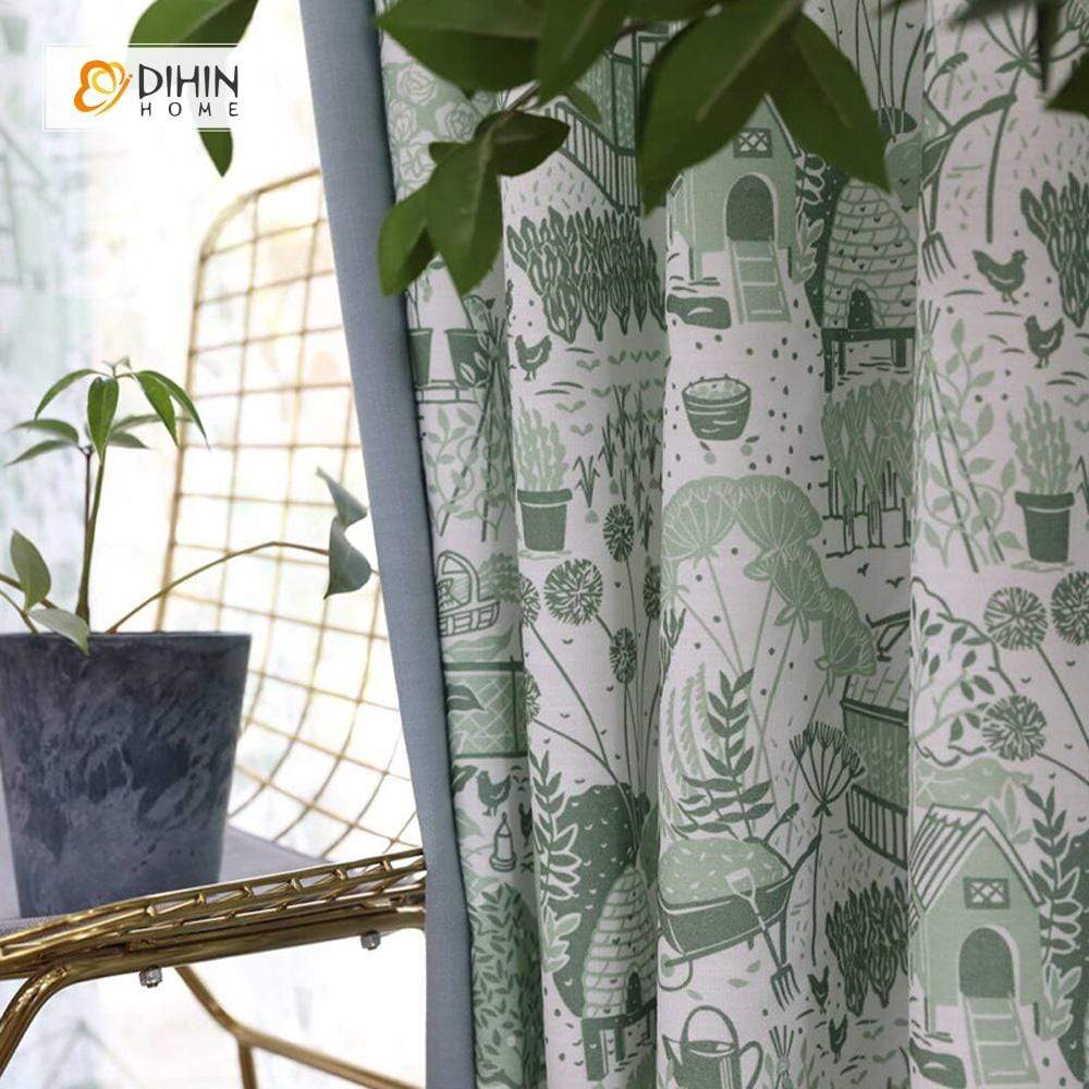 DIHIN HOME Pastoral Village Spliced Curtains，Blackout Grommet Window Curtain for Living Room ,52x63-inch,1 Panel Roman Shades Curtains Window Blinds custom curtains blackout curtains curtains for living room sheer curtains curtain fabric linen curtains kitchen curtains velvet curtains pinch pleat curtains bay window curtains outdoor curtains pleated curtains floral curtains dining room curtains kitchen valances drapes for bedroom patio curtains nursery curtains grommet curtains