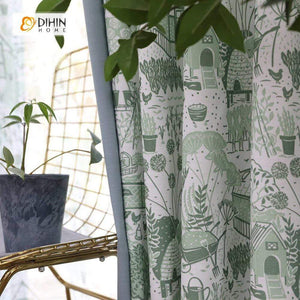 DIHIN HOME Pastoral Village Spliced Curtains，Blackout Grommet Window Curtain for Living Room ,52x63-inch,1 Panel Roman Shades Curtains Window Blinds custom curtains blackout curtains curtains for living room sheer curtains curtain fabric linen curtains kitchen curtains velvet curtains pinch pleat curtains bay window curtains outdoor curtains pleated curtains floral curtains dining room curtains kitchen valances drapes for bedroom patio curtains nursery curtains grommet curtains