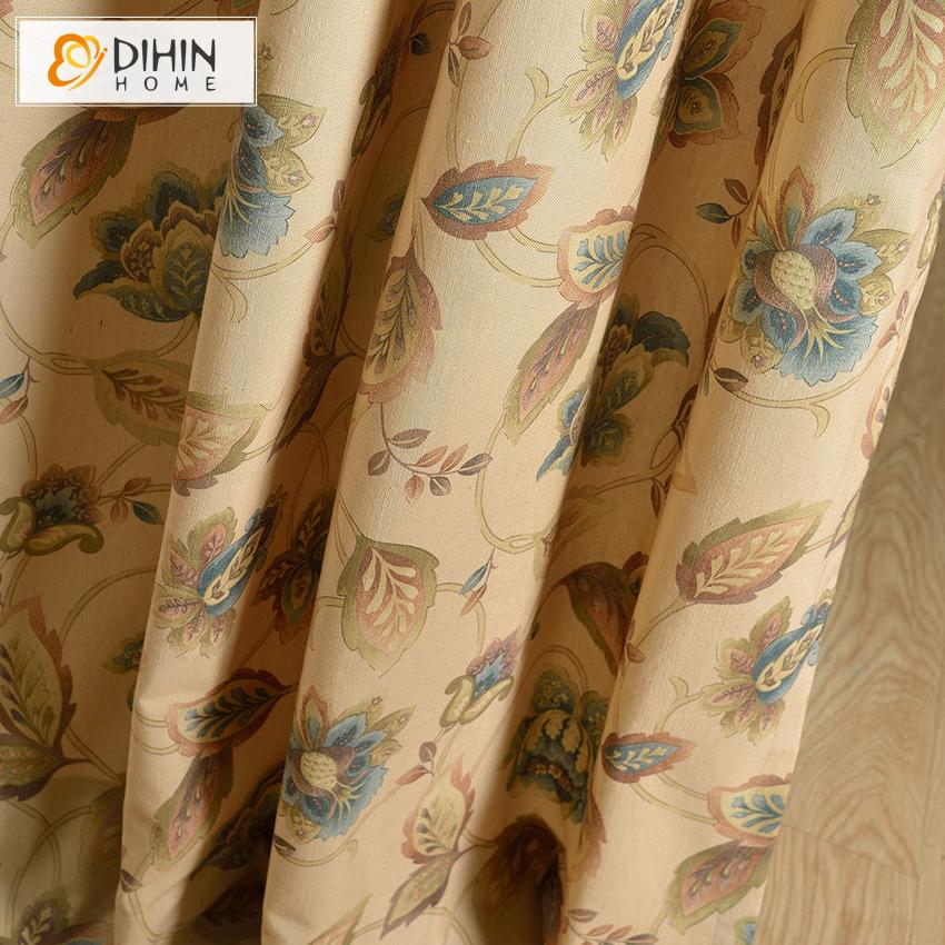 DIHIN HOME Pastoral Vintage Flower and Leaves Printed Curtains,Blackout Grommet Window Curtain for Living Room ,52x63-inch,1 Panel Roman Shades Curtains Window Blinds custom curtains blackout curtains curtains for living room sheer curtains curtain fabric linen curtains kitchen curtains velvet curtains pinch pleat curtains bay window curtains outdoor curtains pleated curtains floral curtains dining room curtains kitchen valances drapes for bedroom patio curtains nursery curtains grommet curtains