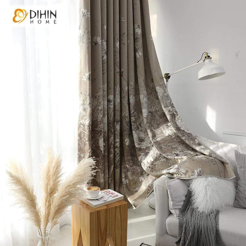 DIHIN HOME Pastoral Vintage Flower Printed Curtain ,Cotton Linen ,Blackout Grommet Window Curtain for Living Room ,52x63-inch,1 Panel Roman Shades Curtains Window Blinds custom curtains blackout curtains curtains for living room sheer curtains curtain fabric linen curtains kitchen curtains velvet curtains pinch pleat curtains bay window curtains outdoor curtains pleated curtains floral curtains dining room curtains kitchen valances drapes for bedroom patio curtains nursery curtains grommet curtains