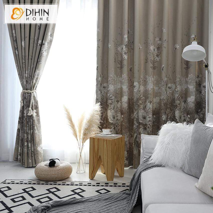 DIHIN HOME Pastoral Vintage Flower Printed Curtain ,Cotton Linen ,Blackout Grommet Window Curtain for Living Room ,52x63-inch,1 Panel Roman Shades Curtains Window Blinds custom curtains blackout curtains curtains for living room sheer curtains curtain fabric linen curtains kitchen curtains velvet curtains pinch pleat curtains bay window curtains outdoor curtains pleated curtains floral curtains dining room curtains kitchen valances drapes for bedroom patio curtains nursery curtains grommet curtains