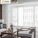 DIHIN HOME Pastoral White Bamboo Leaves Embroidered,Grommet Window Sheer Curtain for Living Room ,52x63-inch,1 Panel Roman Shades Curtains Window Blinds custom curtains blackout curtains curtains for living room sheer curtains curtain fabric linen curtains kitchen curtains velvet curtains pinch pleat curtains bay window curtains outdoor curtains pleated curtains floral curtains dining room curtains kitchen valances drapes for bedroom patio curtains nursery curtains grommet curtains