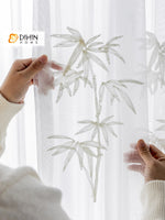DIHIN HOME Pastoral White Bamboo Leaves Embroidered,Grommet Window Sheer Curtain for Living Room ,52x63-inch,1 Panel Roman Shades Curtains Window Blinds custom curtains blackout curtains curtains for living room sheer curtains curtain fabric linen curtains kitchen curtains velvet curtains pinch pleat curtains bay window curtains outdoor curtains pleated curtains floral curtains dining room curtains kitchen valances drapes for bedroom patio curtains nursery curtains grommet curtains