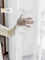 DIHIN HOME Pastoral White Bamboo Leaves Embroidered,Grommet Window Sheer Curtain for Living Room ,52x63-inch,1 Panel Roman Shades Curtains Window Blinds custom curtains blackout curtains curtains for living room sheer curtains curtain fabric linen curtains kitchen curtains velvet curtains pinch pleat curtains bay window curtains outdoor curtains pleated curtains floral curtains dining room curtains kitchen valances drapes for bedroom patio curtains nursery curtains grommet curtains