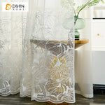 DIHIN HOME Pastoral White Banana Leaves,Sheer Curtain,Grommet Window Curtain for Living Room ,52x63-inch,1 Panel Curtains custom curtains blackout curtains curtains for living room curtain fabric linen curtains