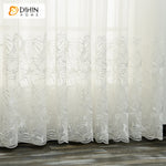 DIHIN HOME Pastoral White Banana Leaves,Sheer Curtain,Grommet Window Curtain for Living Room ,52x63-inch,1 Panel Curtains custom curtains blackout curtains curtains for living room curtain fabric linen curtains