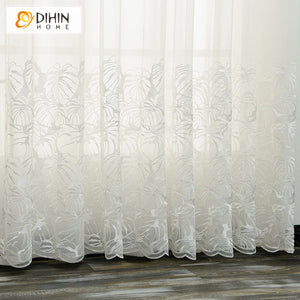 DIHIN HOME Pastoral White Banana Leaves,Sheer Curtain,Grommet Window Curtain for Living Room ,52x63-inch,1 Panel Roman Shades Curtains Window Blinds custom curtains blackout curtains curtains for living room sheer curtains curtain fabric linen curtains kitchen curtains velvet curtains pinch pleat curtains bay window curtains outdoor curtains pleated curtains floral curtains dining room curtains kitchen valances drapes for bedroom patio curtains nursery curtains grommet curtains