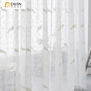 DIHIN HOME Pastoral White Bird Embroidered Sheer Curtain, Grommet Window Curtain for Living Room ,52x63-inch,1 Panel Roman Shades Curtains Window Blinds custom curtains blackout curtains curtains for living room sheer curtains curtain fabric linen curtains kitchen curtains velvet curtains pinch pleat curtains bay window curtains outdoor curtains pleated curtains floral curtains dining room curtains kitchen valances drapes for bedroom patio curtains nursery curtains grommet curtains