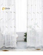 DIHIN HOME Pastoral White Bird Embroidered Sheer Curtain, Grommet Window Curtain for Living Room ,52x63-inch,1 Panel Roman Shades Curtains Window Blinds custom curtains blackout curtains curtains for living room sheer curtains curtain fabric linen curtains kitchen curtains velvet curtains pinch pleat curtains bay window curtains outdoor curtains pleated curtains floral curtains dining room curtains kitchen valances drapes for bedroom patio curtains nursery curtains grommet curtains