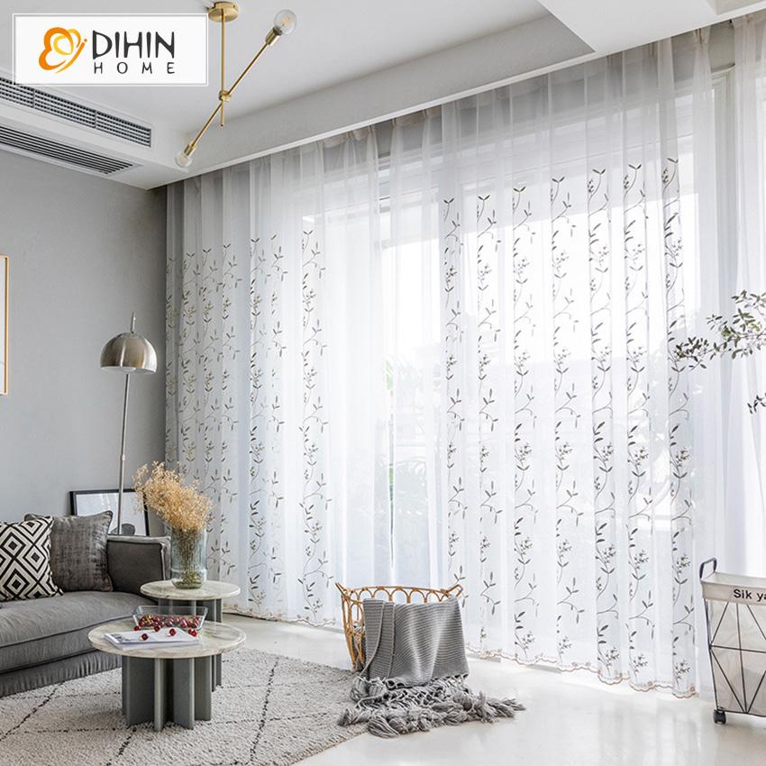 DIHIN HOME Pastoral White Embroidered Leaves,Sheer Curtain, Grommet Window Curtain for Living Room ,52x63-inch,1 Panel Roman Shades Curtains Window Blinds custom curtains blackout curtains curtains for living room sheer curtains curtain fabric linen curtains kitchen curtains velvet curtains pinch pleat curtains bay window curtains outdoor curtains pleated curtains floral curtains dining room curtains kitchen valances drapes for bedroom patio curtains nursery curtains grommet curtains