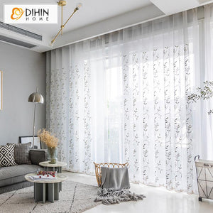 DIHIN HOME Pastoral White Embroidered Leaves,Sheer Curtain, Grommet Window Curtain for Living Room ,52x63-inch,1 Panel Roman Shades Curtains Window Blinds custom curtains blackout curtains curtains for living room sheer curtains curtain fabric linen curtains kitchen curtains velvet curtains pinch pleat curtains bay window curtains outdoor curtains pleated curtains floral curtains dining room curtains kitchen valances drapes for bedroom patio curtains nursery curtains grommet curtains
